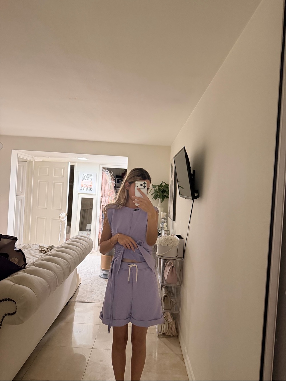 Lilac Sleeveless Tie-Waist 2 piece set